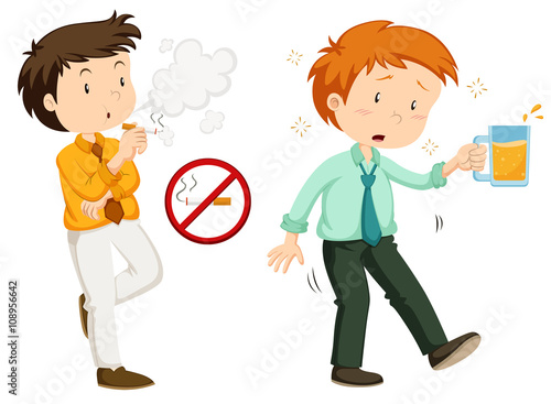 People smoking and drinking alcohol
