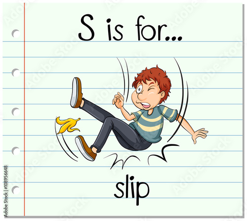 Flashcard letter S is for slip