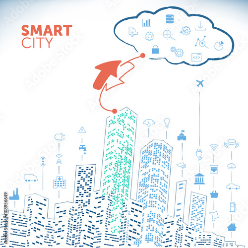 Smart City Concept on White Background