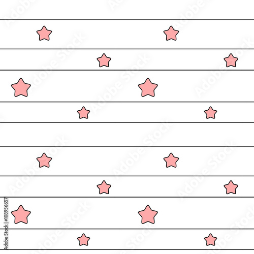 cute lovely black pink white seamless vector pattern background illustration with stars and lines