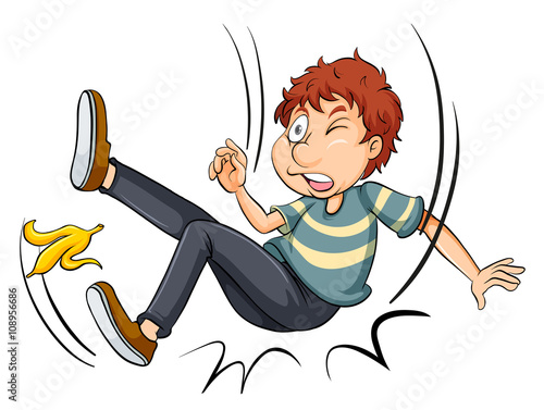 Man slipping on banana skin