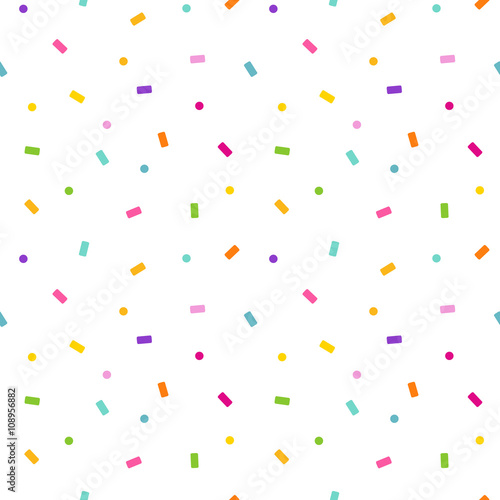 rainbow colorful seamless vector pattern background illustration with falling paper confetti and polka dots photo