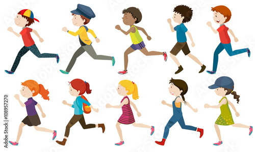 Boys and girls running