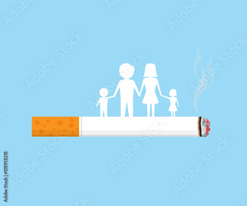 family waiting for destroying from cigarette