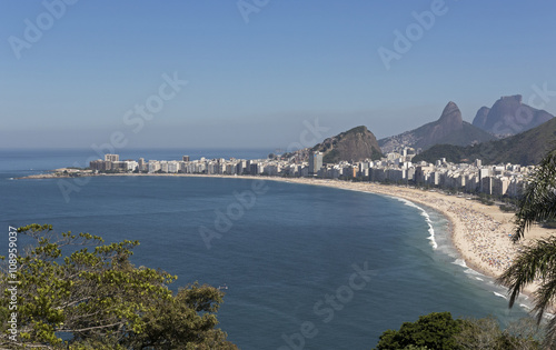 Aerial view of Copacabana Beach in Rio de Janeiro, Brazil 