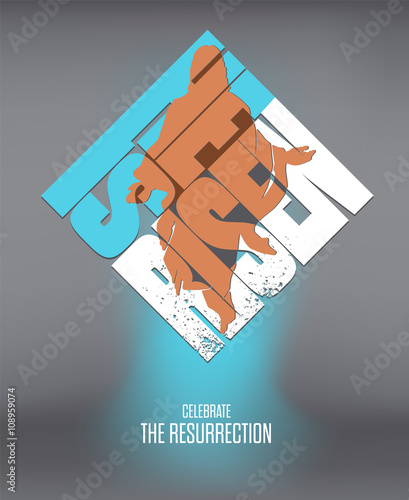 Easter. He Is Risen. Celebrate the Resurrection. Vector Illustration on Dark Background