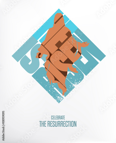 Easter. He Is Risen. Celebrate the Resurrection. Vector Illustration on White / Gray Background
