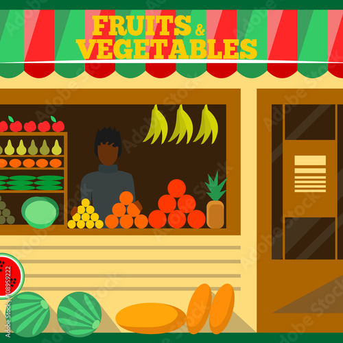 Fruits and vegetables vector shop
