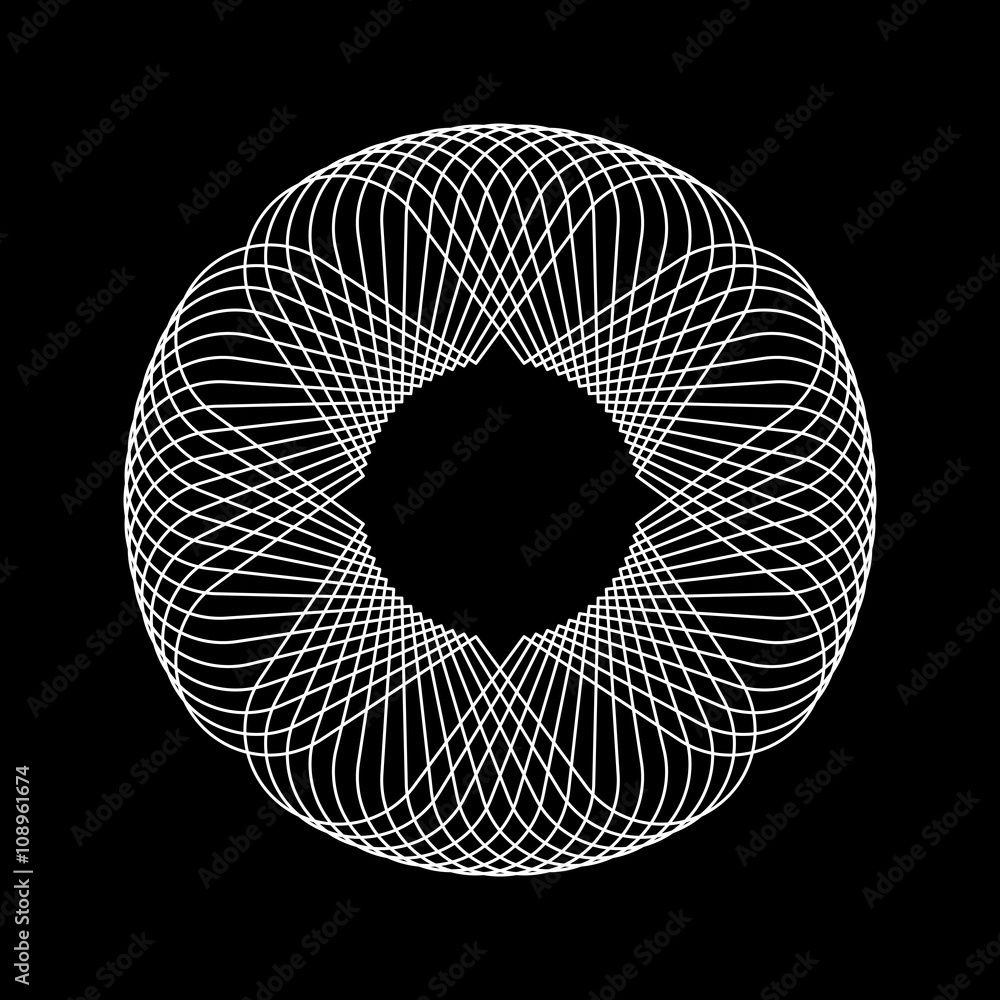 Naklejka premium White abstract technology fractal shape with black background for logo, design concepts, posters, banners, web, presentations, wallpapers and prints. Vector illustration.