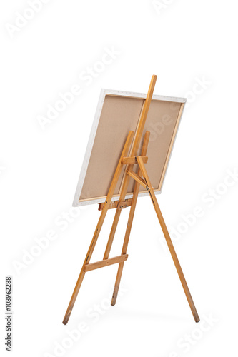 Wooden easel with a canvas on it