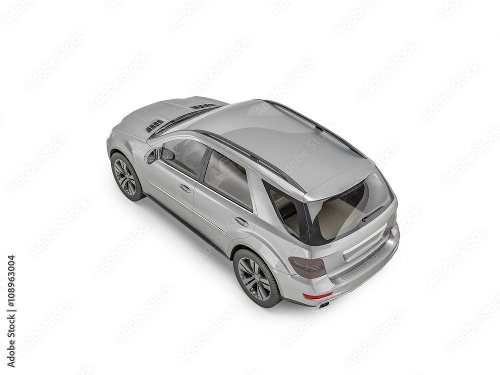 Silver Suv on white background Silver Suv on white background