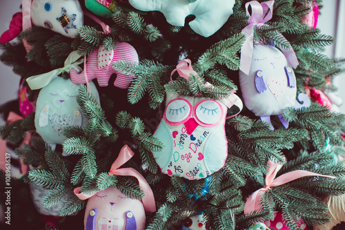 soft Christmas toys with ribbons