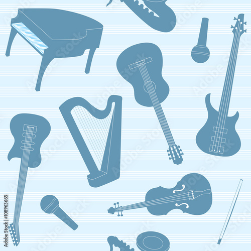 Striped pattern with musical instruments