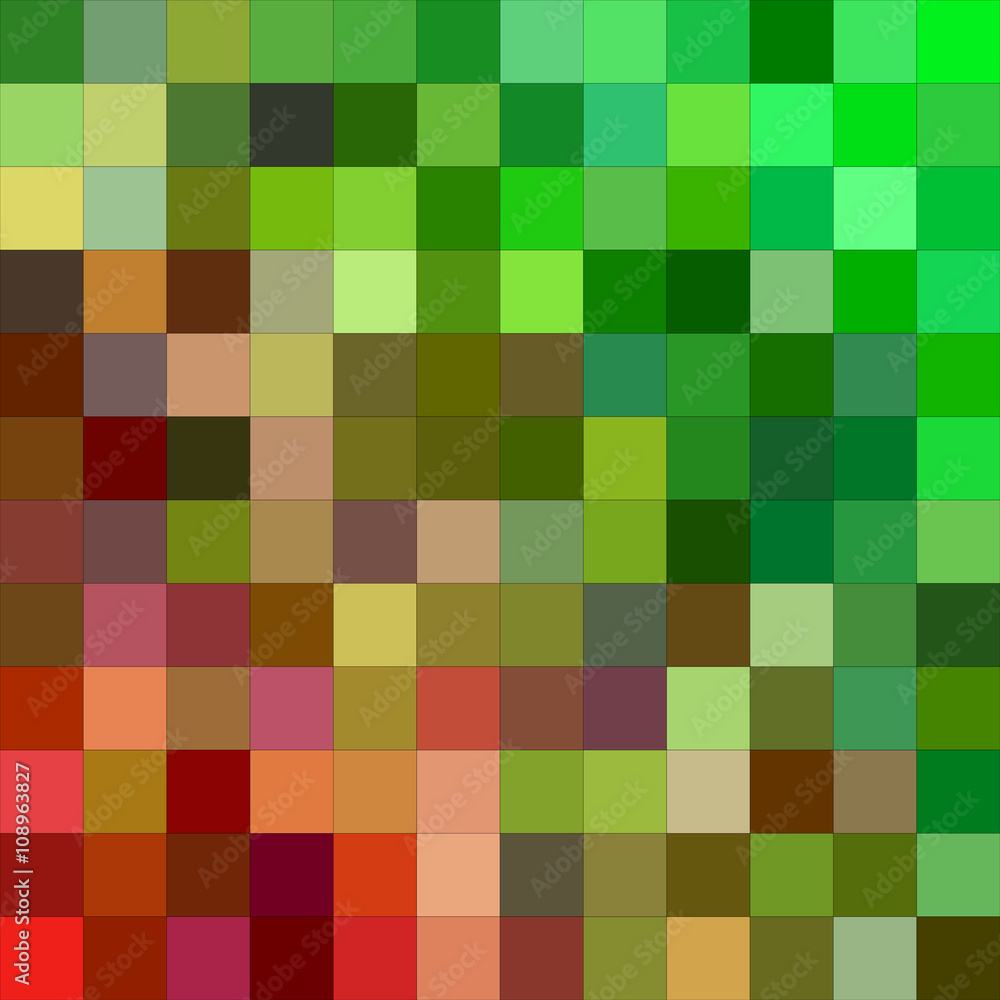 Red green color square mosaic background