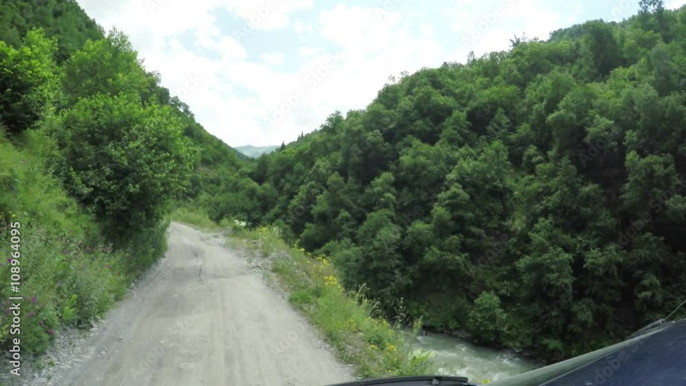 Mountain road from car Mountain road from car