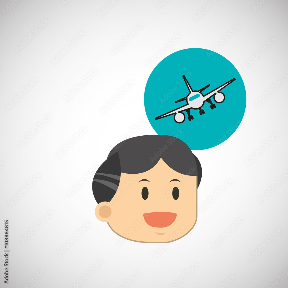 Fototapeta airplane design, flat illustration
