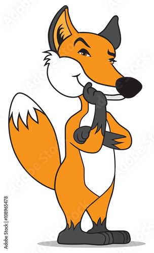 Sly cartoon fox is pondering his next move