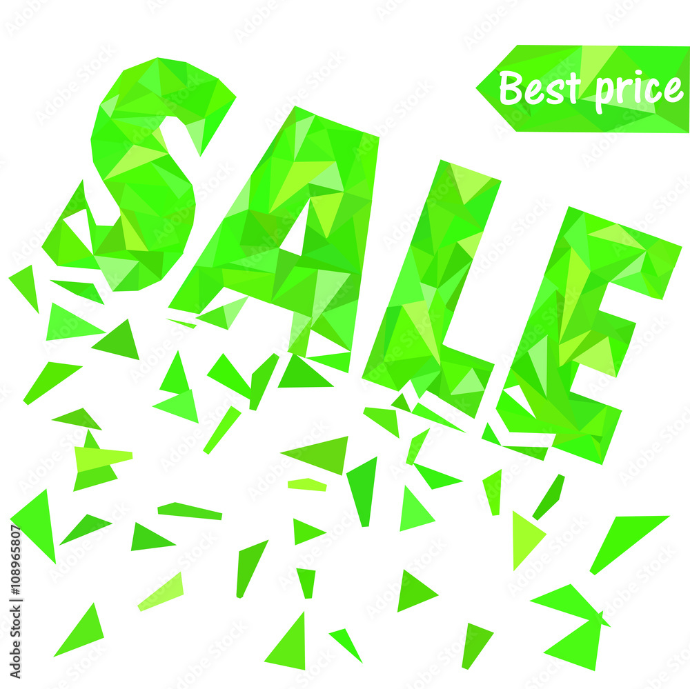 Sale poster template in polygonal style in green Sale poster template in polygonal style in green