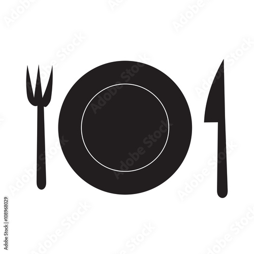 Fork ,Dish, and Knife doodle hand draw silhouette icon  for the