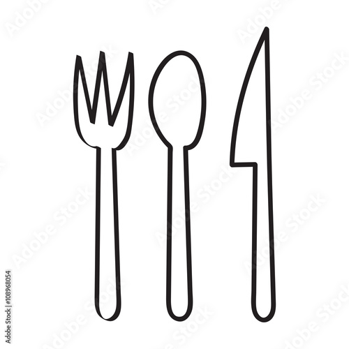 Fork , Spoon and Knife doodle hand draw icon  for the meal with
