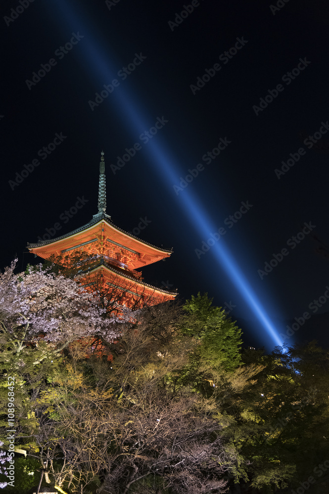 tall pagoda tower in Kiyomizu Temple in Kyoto Japan. tall pagoda tower in Kiyomizu Temple in Kyoto Japan.
