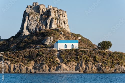 Small traditional church at sunset in Kos island, Greece