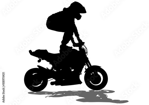 People and sport bike on white background