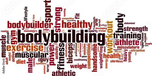 Bodybuilding word cloud concept. Vector illustration