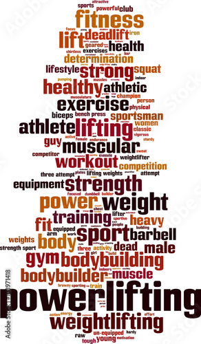 Powerlifting word cloud concept. Vector illustration