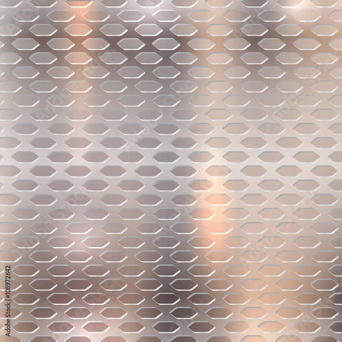 Perforated metallic background brushed polished copper texture, created with gradient mesh. Vector EPS 10.