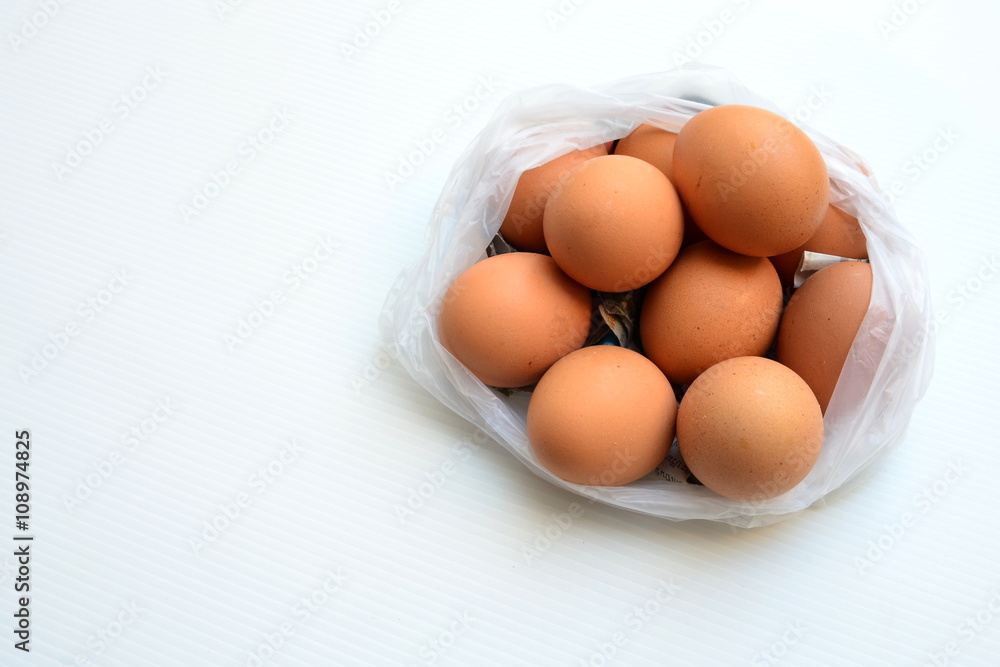 Eggs in a plastic bag, shopping eggs at the market. Eggs in a plastic bag, shopping eggs at the market.