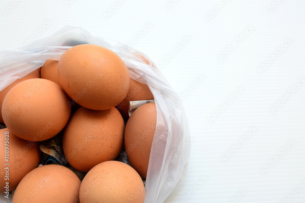 Eggs in a plastic bag, shopping eggs at the market. Eggs in a plastic bag, shopping eggs at the market.