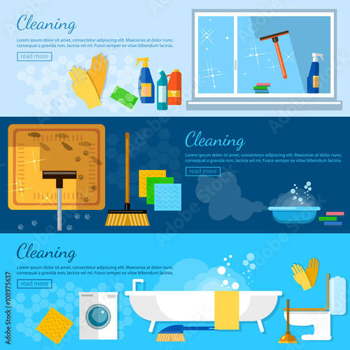 Cleaning service banners home cleaning cleaning in the bathroom