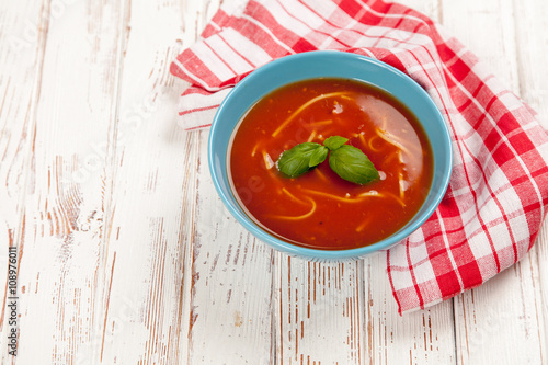 Tomato soup and basil