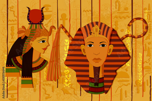 Antique Egyptian papyrus and hieroglyph background