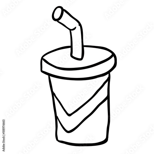 black and white cartoon soda