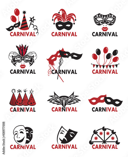 set of twelve various carnival logos 