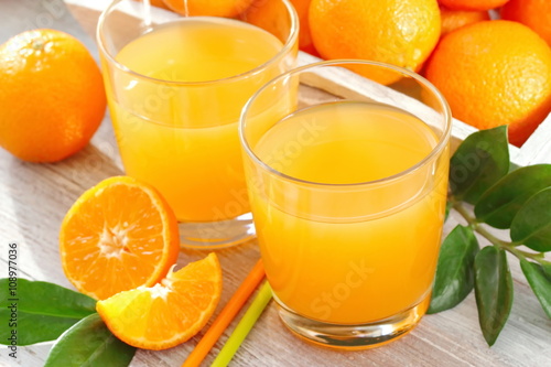 Tangerine juice and fresh fruit