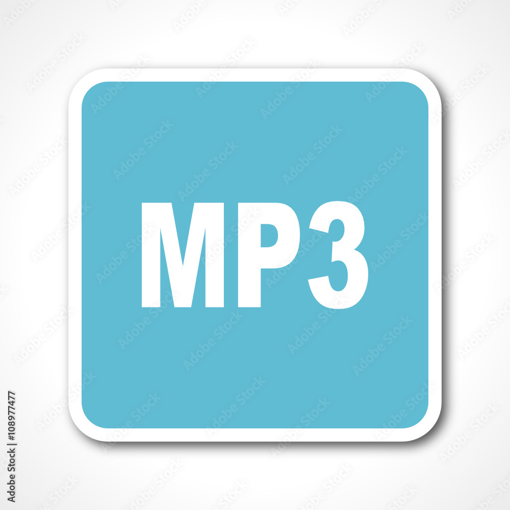 blue flat design mp3 vector icon blue flat design mp3 vector icon