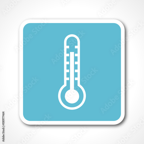 blue flat design thermometer vector icon