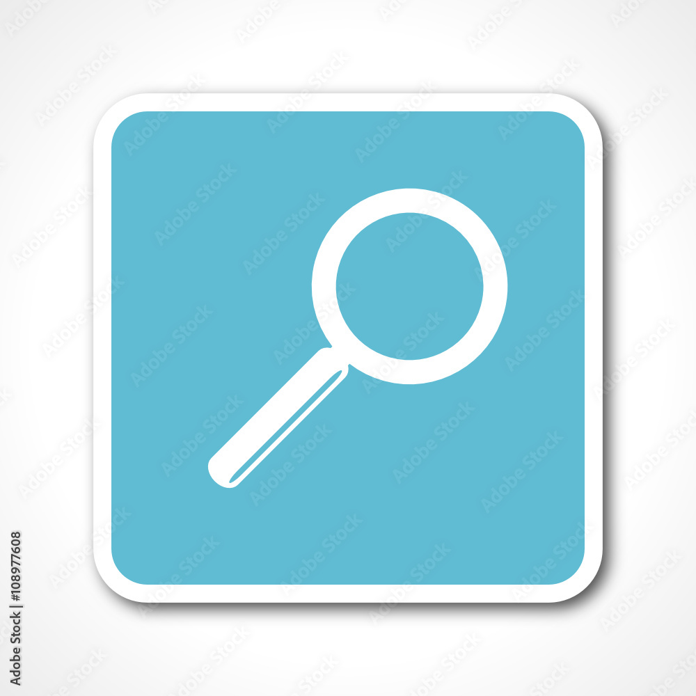 flat design search blue square web vector icon