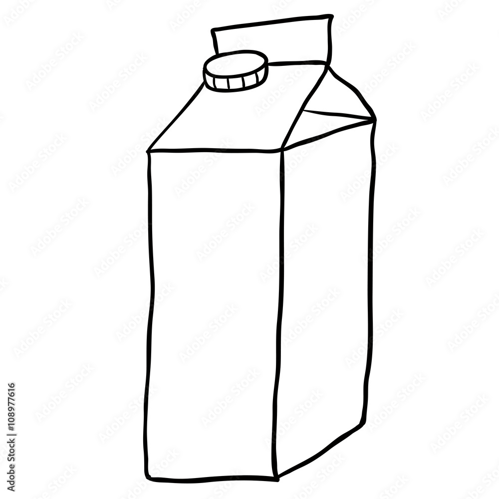 black and white freehand drawn cartoon milk carton Stock Vector | Adobe  Stock