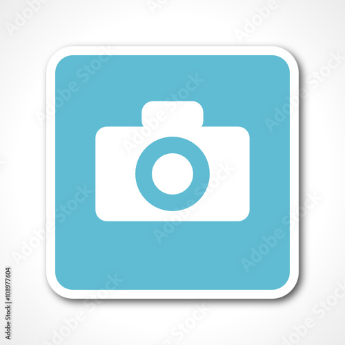 flat design camera blue square web vector icon