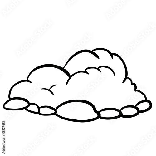 black and white freehand drawn cartoon pile of dirt