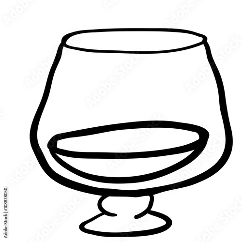 black and white glass of cognac