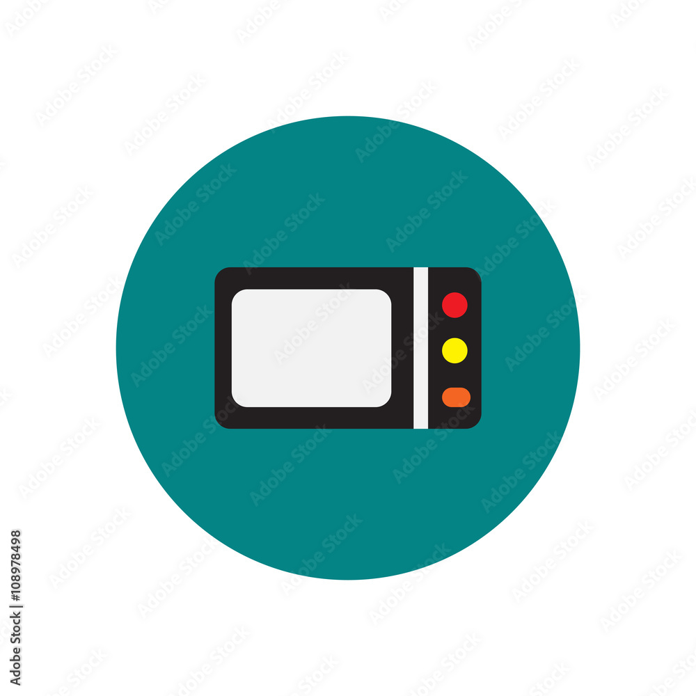 Vector icon on the white backgrounds in circles  microwave