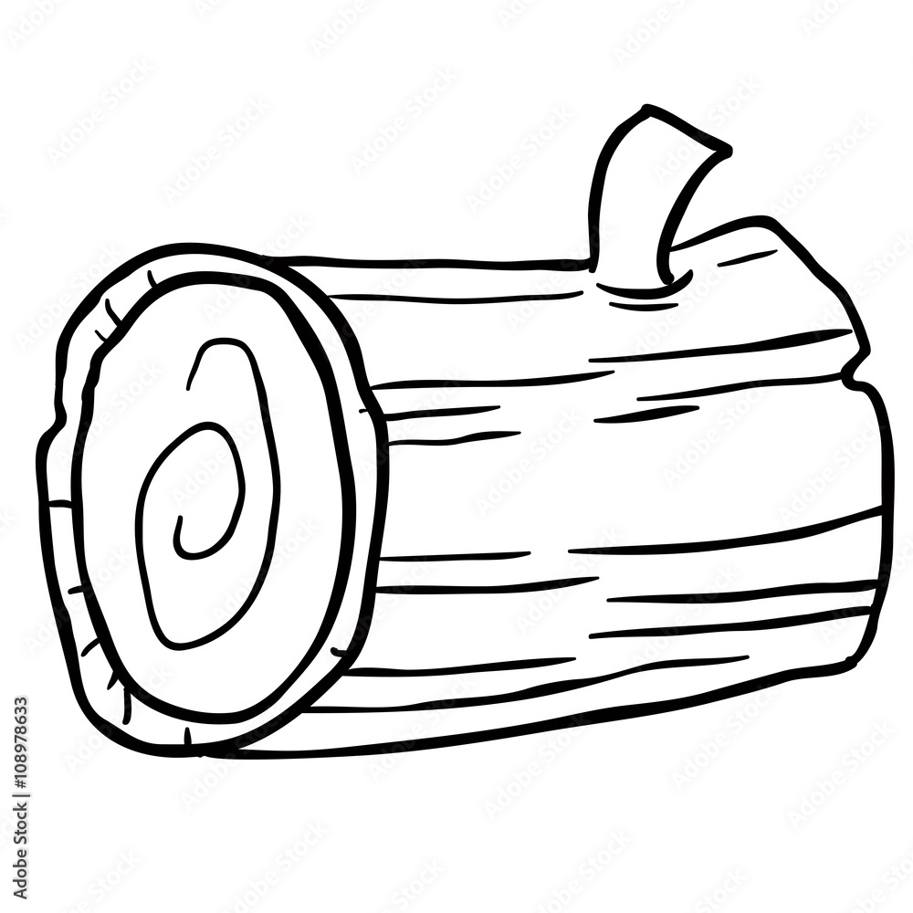 black and white wood log cartoon Stock Vector | Adobe Stock