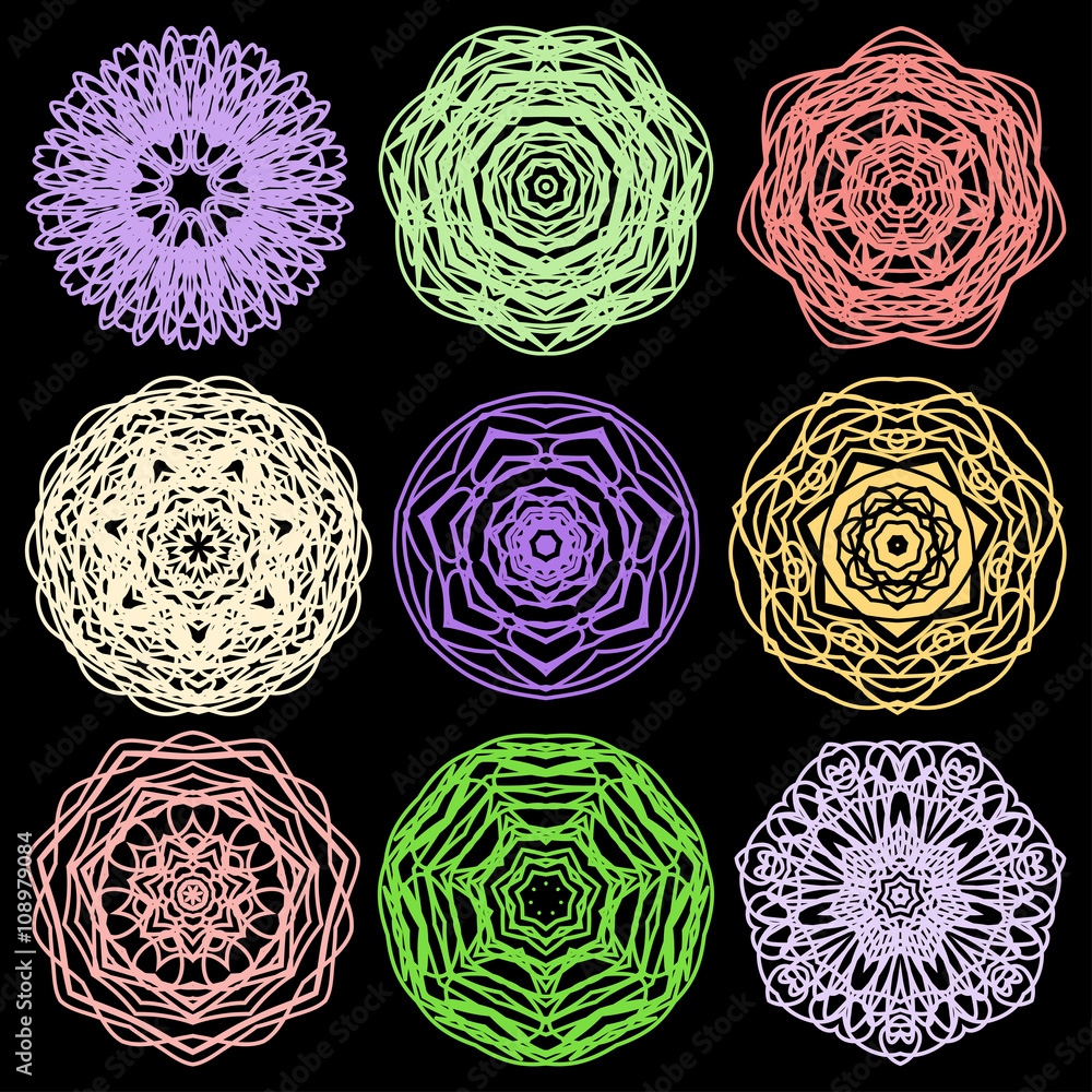Abstract ornamental lace elements collection for use in design Abstract ornamental lace elements collection for use in design
