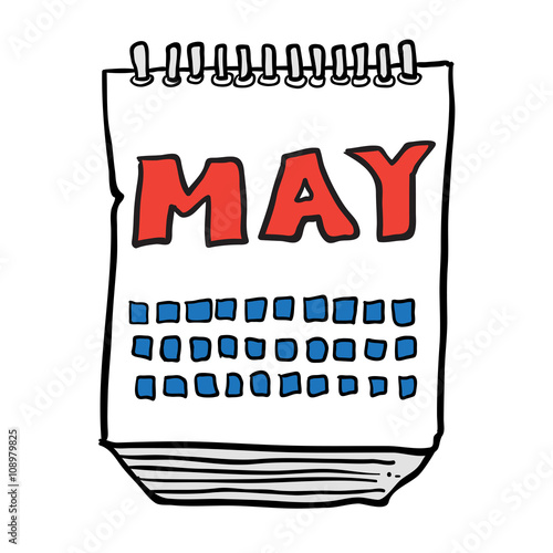 freehand drawn cartoon calendar showing month of may photo