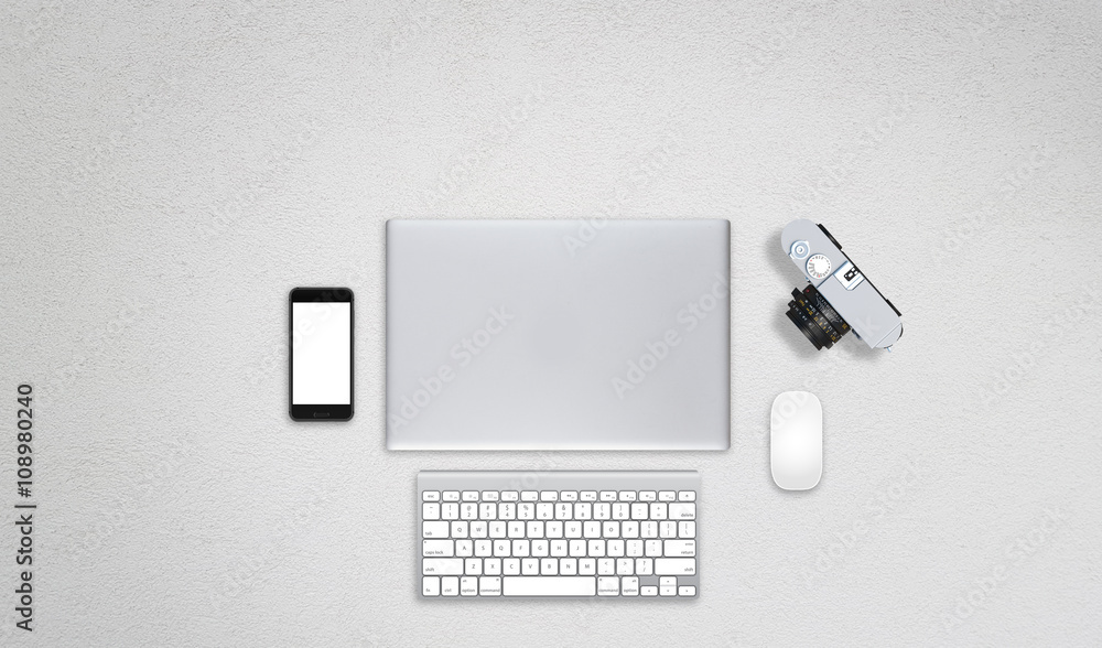 Fototapeta premium Office business top view image for mock up presentation